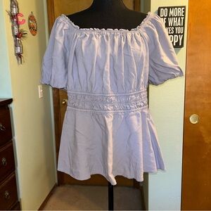Torrid dusty purple square neck puff sleeve peasant top linen blend size 3(X)